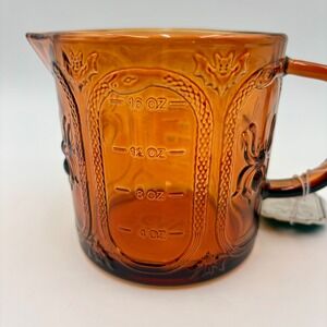 Cook With Color Halloween Amber Glass Measuring Cup 16oz Gothic Bat Spider Snake